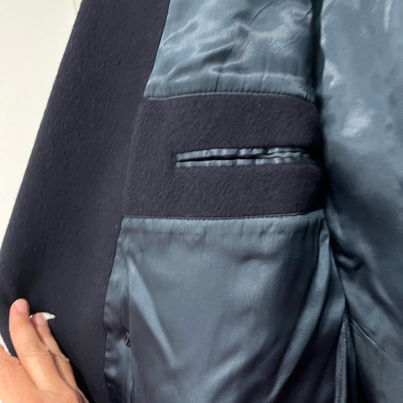 Nino Cerruti Navy Blue Double Breasted Cashmere Wool Blend Coat Sz. 44R - Picture 9 of 17